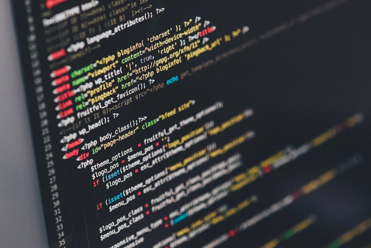 Software code on a screen